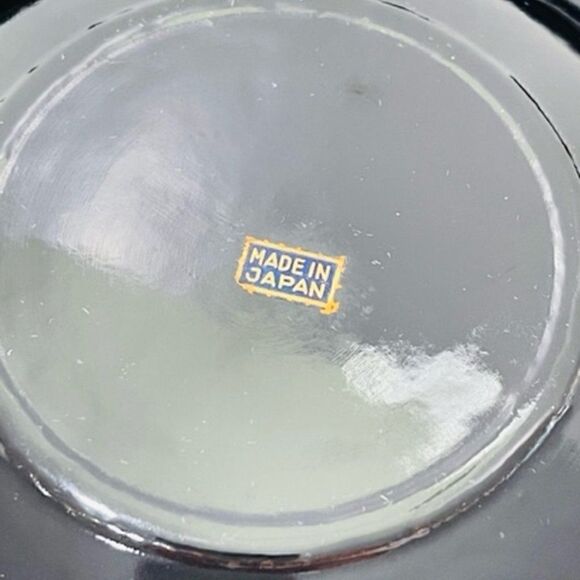 Vtg Japan Large Black Lacquer Ware Gold Embossed Salad Serving Bowl Set Of 9 Set - Picture 3 of 12